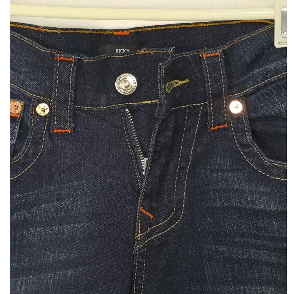 True Religion Ricky Relaxed Straight Jeans Dark Wash Flap Pocket Mens 29x33 - Picture 5 of 9